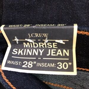 NWT - J. Crew Midrise Skinny Jeans